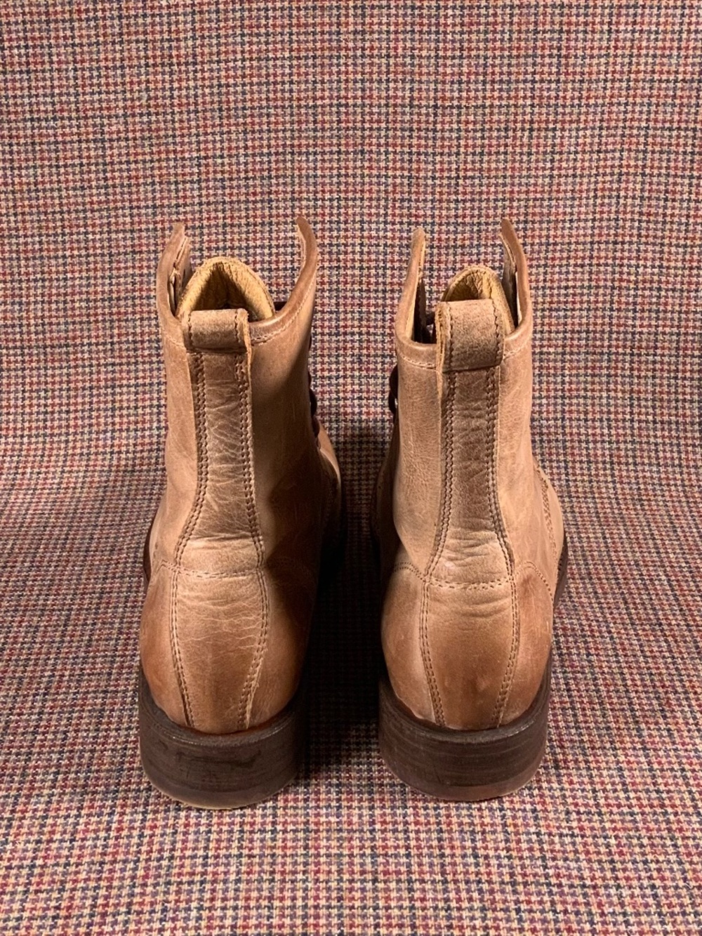 Women's FRYE Veronica Combat Boot Size 7.5 Redwood Brown Leather Lace Up - Picture 4 of 11